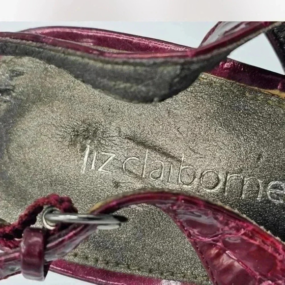 Vintage Liz Claiborne Garnet Crocodile Leather Slingback Pumps, 7.5 - Picture 6 of 8